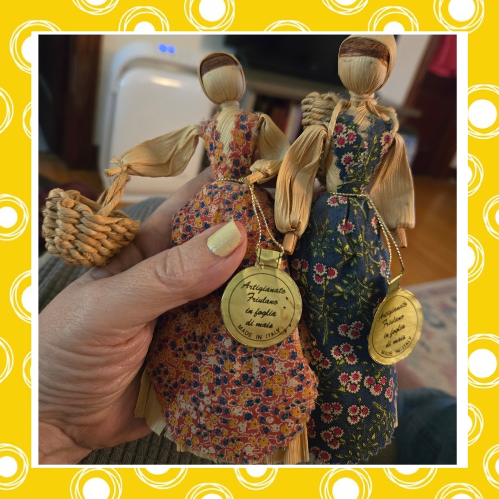 Set Of 2 Vintage Corn Husk Dolls